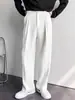 Pantalones de traje casuales para hombre, de primavera, estilo japonés, ligeros, de lujo, de alta gama, negros, holgados, rectos, de pierna ancha y largos.