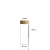 Botella de vidrio de borosilicato alto con un diámetro de 47 mm, tapa con veta de madera, botella de vidrio sellada, botella de empaque visualizable para pastillas y polvo, venta al por mayor
