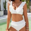Novo maiô feminino de duas peças, liso e sexy, estilo europeu e americano, perfeito para férias de verão na praia