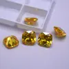 Piedras Sueltas Artificiales al por Mayor en Forma de Cuadrado Gordo, Circonia Dorada, Gemas Doradas en Forma de Cojín para Anillos, Accesorios DIY