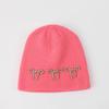 Gorro de punto con lazo de perlas del mismo estilo de bloguera coreana para mujer en invierno, color puro, a prueba de frío y cálido, doble capa, protección para las orejas, gorro de lana