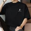 Camiseta masculina de algodão pesado americano 260g, manga curta, gola redonda, solta, com estampa de letras, camiseta de meia manga
