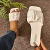 Pantuflas Transfronterizas Europeas y Americanas, Abiertas con Pliegues, Cómodas, Planas, Casuales, Diseño de Zapatos de Verano para Mujer, Venta al por Mayor, Tallas Grandes