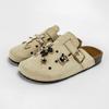 Medias Slippers Baotou para Mujer Verano 2025 Nuevo Ropa Exterior Oso Blanco y Negro de Dibujos Animados Zapatos Birkenstock Sandalias Planas de Una Pierna