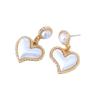 Pendientes retro franceses Xiaoxiang adorables de alta calidad con forma de corazón de melocotón, modernos, dulces, de lujo ligero, para socialité, pendientes elegantes y exquisitos para mujer