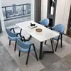 Juego de mesa de comedor y sillas de pizarra de lujo ligero estilo italiano, moderno y simple, adecuado para casas pequeñas, mesa de comedor rectangular y sillas