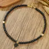 Collar de Ágata Negra con Cuentas de Diseño de Nicho de Venta Caliente Transfronterizo para Mujeres, Cadena Clavicular Moda y Sencilla con Colgante de Corazón con Goteo de Aceite para Mujeres