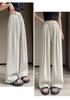 Pantalones de Pierna Ancha de Algodón y Lino Holgados y Relajados para Mujer, Pantalones de Lino Blanco con Clase, Pantalones Casuales de Verano Delgados con Cintura Elástica hasta el Piso