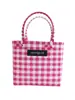 Bolsa Tejida de Celebridad de Internet Ins Color de Contraste Cuadros Bolsa Tejida a Mano División de Color Plástico Tejido Bolso de Mano Tejido para Vacaciones en la Playa