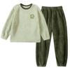 Conjunto de Pijama de Franela para Niños Estilo Coreano Holgado Niños y Niñas con Terciopelo Plus Espesado Ropa de Casa para Niños Medianos y Grandes para Mantener el Calor