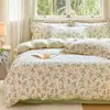 Juego de Ropa de Cama de Cuatro Piezas Floral de Primavera 100% Algodón para Uso en el Hogar, Funda de Edredón Suave de Algodón Puro, Sábana Bajera Matrimonial, Juego de Cuatro Piezas para Todas las Estaciones