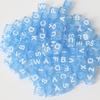 Cuentas acrílicas con números y letras en inglés, hechas a mano, juego de accesorios de joyería con cuentas para niños, cuentas cuadradas