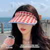 Sombrero de Sol a Cuadros Abierto para Mujer, Diadema Sombrero de Sol con Protección UV para Verano, Sombrero de Sol de Ala Ancha para Ciclismo al Aire Libre