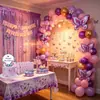 Em Estoque Decoração de Festa Temática Borboleta Roxa Suprimentos Pratos de Papel de Aniversário Copos de Papel Bandeirolas Balões Conjunto de Louça Descartável