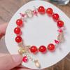 Pulseira de Ágata 10mm Design de Pingente de Cabacinha Dourada para Mulheres Pulseira de Cristal Simples Retrô Melhor Amiga Pulseira de Ano Novo