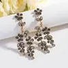 Para Mismo Estilo Europeo y Americano Estilo Vegetal Rama Incrustada con Diamantes Pendientes Bohemios Aleación Minimalista Gama Alta Suministro Transfronterizo