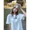 2026 Nueva Camiseta Bordada de Manga Corta Estilo High Street Americano, Unisex Corte Holgado, Algodón Puro de Peso Pesado, Tops de Marca de Moda Mismo Estilo para Parejas