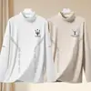Tops de otoño e invierno con cuello semi-alto, forro polar de doble cara, capa interior ajustada de negocios, camiseta base cálida, camiseta de manga larga para hombre