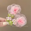 Pinza para el pelo de flor de malla estilo hada para niños, flor dulce para la cabeza, clip para flequillo estilo pastoral, pinza lateral para el pelo de niña, accesorio para el pelo
