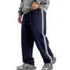 Pantalones de chándal anchos para hombre 2026, con franja lateral, forro polar, tejido pesado, holgados, casual, deportivos, largos