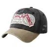 Gorra de béisbol bordada con efecto vintage lavado y desgastado, transfronteriza, para hombre y mujer, gorra con visera para proteger del sol en exteriores, sombrero de moda de estilo americano con bloques de color