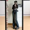 Jeans Acampanados Vintage Desgastados de Cintura Alta para Mujer, Primavera y Otoño, Corte Delgado, Pantalones Bootcut de Pierna Ancha Elásticos