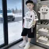 Conjunto Deportivo de Shorts de Manga Corta para Fútbol Estilo Nuevo para Niñas y Niños, Marca de Moda Ropa Infantil de Comercio Exterior, Atuendo de Verano
