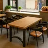 Conjunto de Mesa e Cadeiras de Ferro Forjado para Uso Comercial em Restaurantes e Hotéis, Mesa Retangular para Cafeterias e Reuniões Casuais