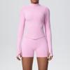 Novo Conjunto Esportivo de Duas Peças Transfronteiriço Liso Cor Sólida Justo Alta Elasticidade Respirável Zíper para Corrida Fitness Yoga