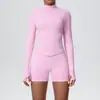 Nuevo Traje de Yoga de Punto sin Costuras con Cuello Alto, Manga Larga, Cremallera, Cintura Alta, Ajustado, Deportivo, para Correr al Aire Libre, Fitness para Mujer