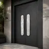 Manijas de Puerta de Entrada de Lujo Ligero de Gama Alta Par Imitación de Piedra Jade Blanco Manijas de Puerta Corredera Villa Hotel Puerta Doble Oscilante de Vidrio