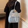 Bolsa Tote Grande Capacidade Estilo Preguiçoso Feminina Cordão Corset Simples Ombro Único Transfronteiriça Comércio Exterior Casual Portátil Balde Portátil
