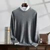 Suéter de Punto para Hombre Cuello Redondo 100% Cachemira Otoño e Invierno Negocios Simple Versátil Prenda Base de Punto Suave Sedoso Agradable a la Piel Suéter de Punto de Terciopelo