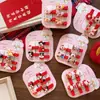 Novos Grampos de Cabelo de Algodão Vermelho de Segurança para Bebês Meninas, Design Fofo de Desenho Animado, Conjunto de 5 Grampos de Cabelo