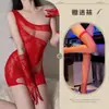 Ropa Interior Sexy e Interesante, Popular en Comercio Exterior Malla Transparente Roja Ajustada de una Pieza que Cubre la Cadera Estilo Princesa