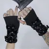 Guantes de moto de medio dedo negros personalizados estilo punk metalero europeo y americano Harajuku, estilo funcional moderno para hombres y mujeres