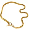 Hip-Hop Europeo y Americano Hebilla Ot de Acero Inoxidable Pulsera de Cadena de Clip Cadena Cubana de Moda Cadena Doble para Clavícula Collar de Pareja