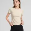 Camiseta deportiva de manga corta ajustada para mujer, para Pilates, fitness, yoga, camiseta deportiva fina de verano para correr, secado rápido