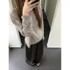 Top casual de verano para mujer, fino, transpirable, holgado, de manga larga, protección solar, en color gris brumoso, adecuado para ambientes con aire acondicionado
