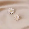 Brincos de Margarida Frescos e Fofos de Verão Coração Feminino Flor de Acrílico Brincos de Cristal Atacado