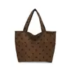 Bolso tote de pana de lunares, estilo retro, gran capacidad, bolso de mano, bolso de hombro, casual coreano, adecuado para ir al trabajo, diseño simple, bolso para estudiantes para mujer