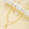 Moda Transfronteriza Europea y Americana Más Vendida Cadena para Clavícula Apilada de Tres Capas Colgante de Flor Simple Collar Personalizado Estilo Callejero para Mujer