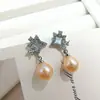 Pendientes Radiantes de Aguja de Plata 925 para Mujer, Diseño de Nicho, Lujo Ligero, Pendientes de Perlas de Agua Dulce Natural de Gama Alta, Perlas de Zhuji