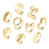 Juego de Anillos Geométricos de Estilo Metal de Aleación Línea de Lava Transfronterizo para Mujer Adornos de Mano Irregulares Brillantes Accesorios Yiwu para Hombre