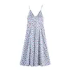 Comercio Exterior Transfronterizo Ropa de Mujer 2026 Moda Europea y Americana Ajustado Estampado Vestido Midi con Tirantes para Mujer F612488