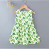 Vestido de princesa floral de verão para meninas Vestido de praia Vestido de colete de seda de algodão Vestido infantil Vestido de linha A