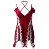 Camisón de lencería sexy fina Lin Linting para mujer, con escote en V profundo, abertura lateral bordada, 2509