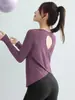 Cubierta de Yoga para Mujer Espalda Descubierta Manga Larga Hermosa Espalda Top Deportivo Pantalones Tiburón Levantamiento de Glúteos Conjunto Ropa de Abrigo de Otoño