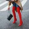 Botas largas europeas y americanas transfronterizas para mujer con plataforma impermeable, tacón ultralto, tacón fino, punta redonda, color liso, ligeras, elásticas hasta la rodilla para otoño e invierno