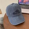 Gorra de béisbol lavada con letras bordadas para mujer, primavera y verano, estilo japonés, circunferencia de cabeza grande, gorra de mezclilla, ala ancha, sombrero pequeño con aspecto de cara